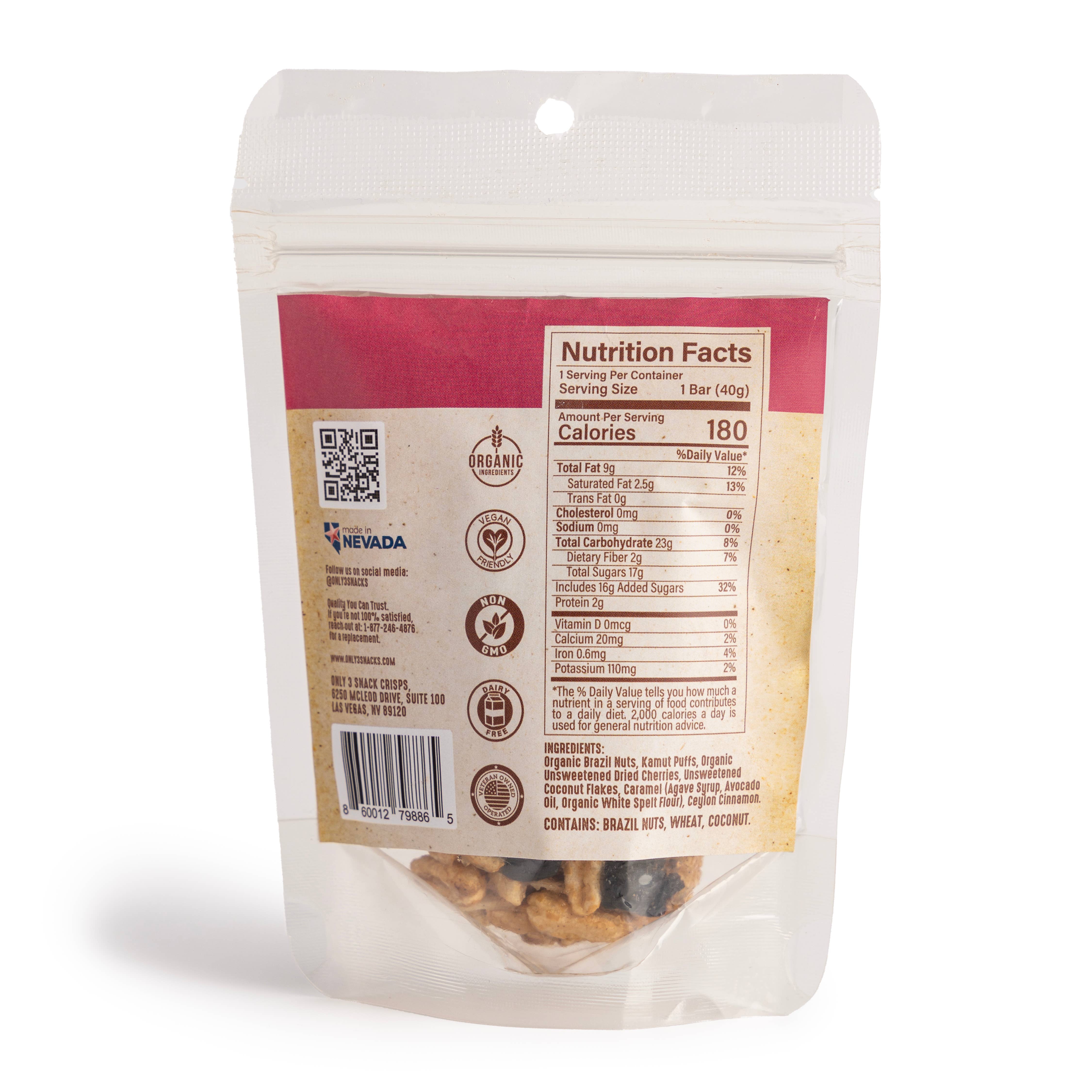 Only 3 Snacks - Wholesale Snack Bar - Cherry and Brazil Nut Energy Bar 1