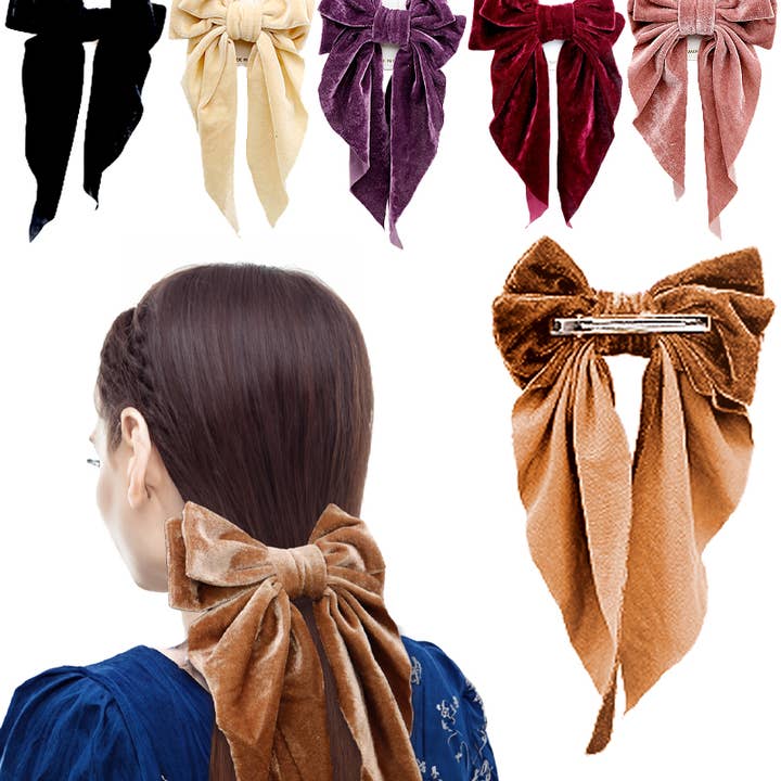 Velvety Chenille Polyester Bow Knot Hair Clip and other Purchase Wholesale hair bow display. Free Returns & Net 60 Terms on Faire trending on Faire.