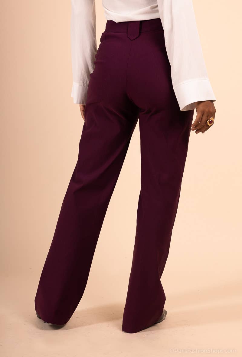 You Udress - Wholesale Pants - Women's - AUBERGINE high cut flared cut pants3