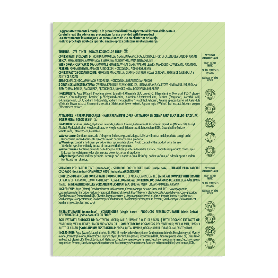 COLOR ERBE - Wholesale Hair Dye - Organic Copper Brown Herbal Color Dye (4.4) - Made in Italy2