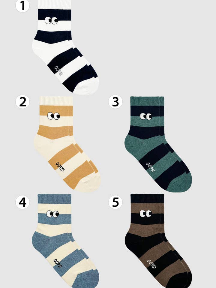 Women's Crew Little Eyes Stripe Socks for wholesale by 7DAYSSOCKS