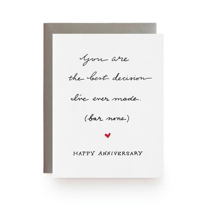 Best Decision | Anniversary Card for wholesale by Wild Ink Press