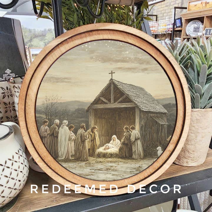Redeemed Decor - Wholesale Art Print - 8" Round Nativity Scene Art