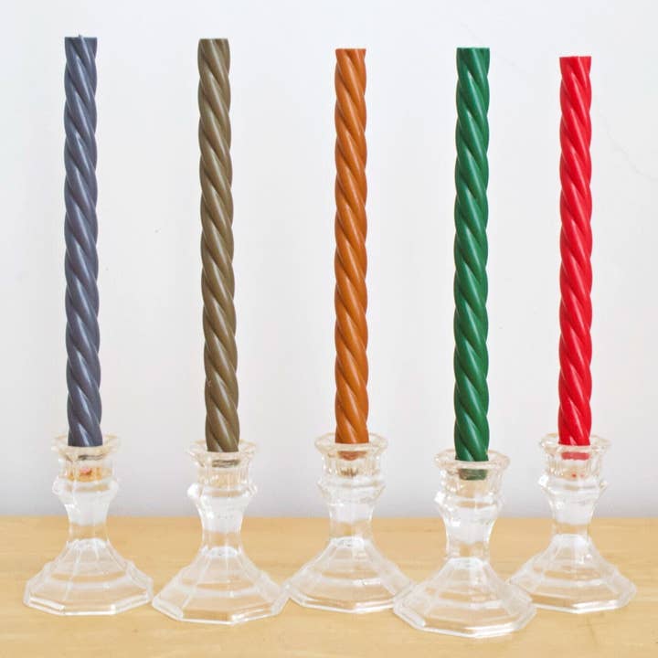 Licorice Twisted Candle 2pc set, Taper Candle, Spiral Candle for wholesale by MarneyAsh