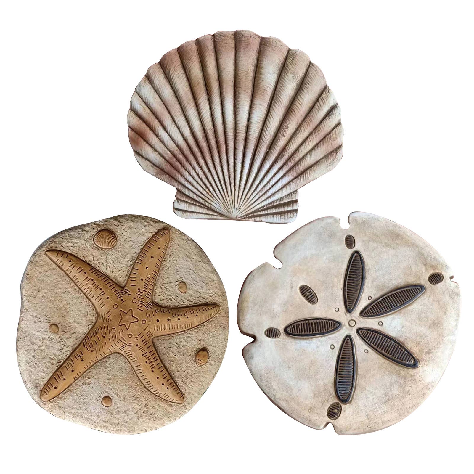 CB Home Collection - Wholesale Stepping Stone - Seashell Shaped Stepping Stones - 10" - 3 Assorted - Garden0