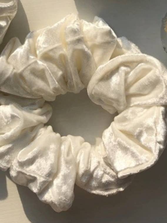 White Velvet Oversized Scrunchie for wholesale by Nazia's Scrunchies