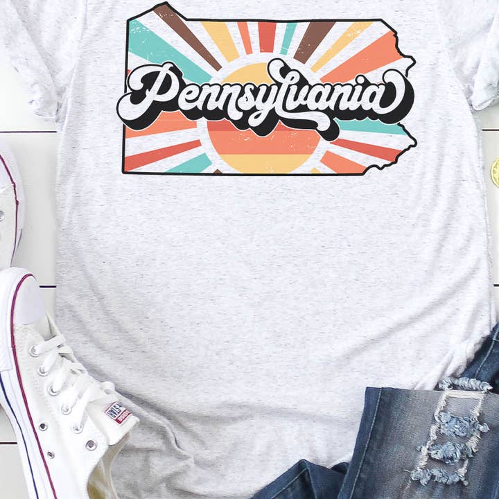 Pennsylvania Retro State Grafisk Tee för wholesale av Kissed Apparel