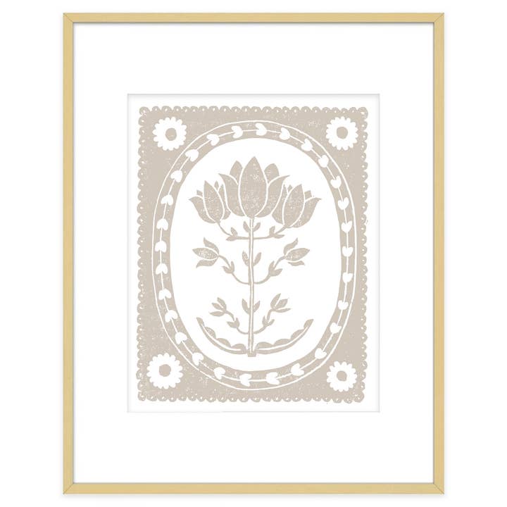 Sand Tan & White Tulip Art Print Botanical Decor for wholesale by The Prints Princess
