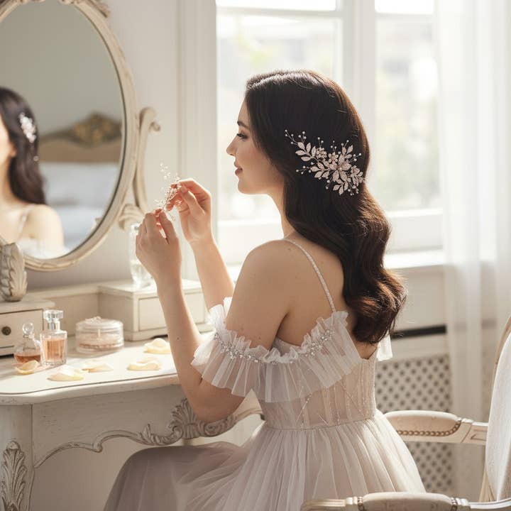 COLECCIÓN ATHENA - EXQUISITO TOCADO DE CRISTAL - HC289 ROSA para venta al por mayor de Athena Bridal Jewellery