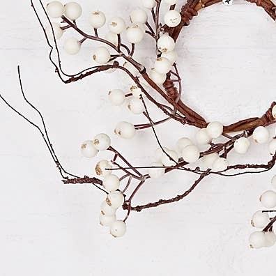 Holiday Depot Inc. - Wholesale Wreath - 30823- 12in(3.5in)Wreath-White Snowberries with wispy twigs-1