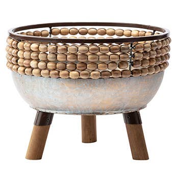 Napco - Wholesale Plant Pot - Planter, Footed Galvanized Beaded Item # 14838 LIMITED