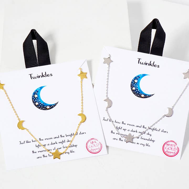 Collana con Luna Crescente e Stelle Collegate per la vendita all'ingrosso da parte di Fashion City