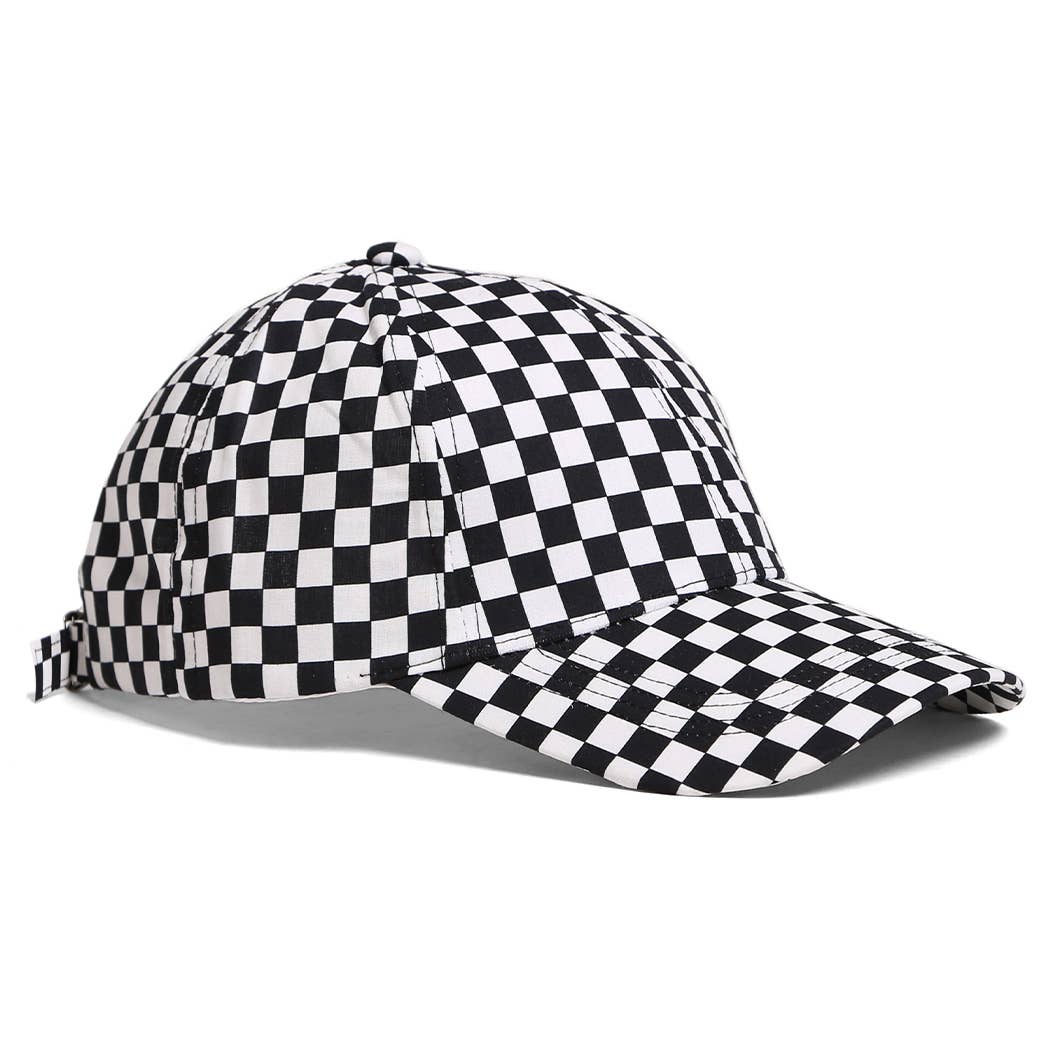 Fashion City - Wholesale Baseball Cap - Women's - Checkerboard Pattern Print Cotton Baseball Cap1