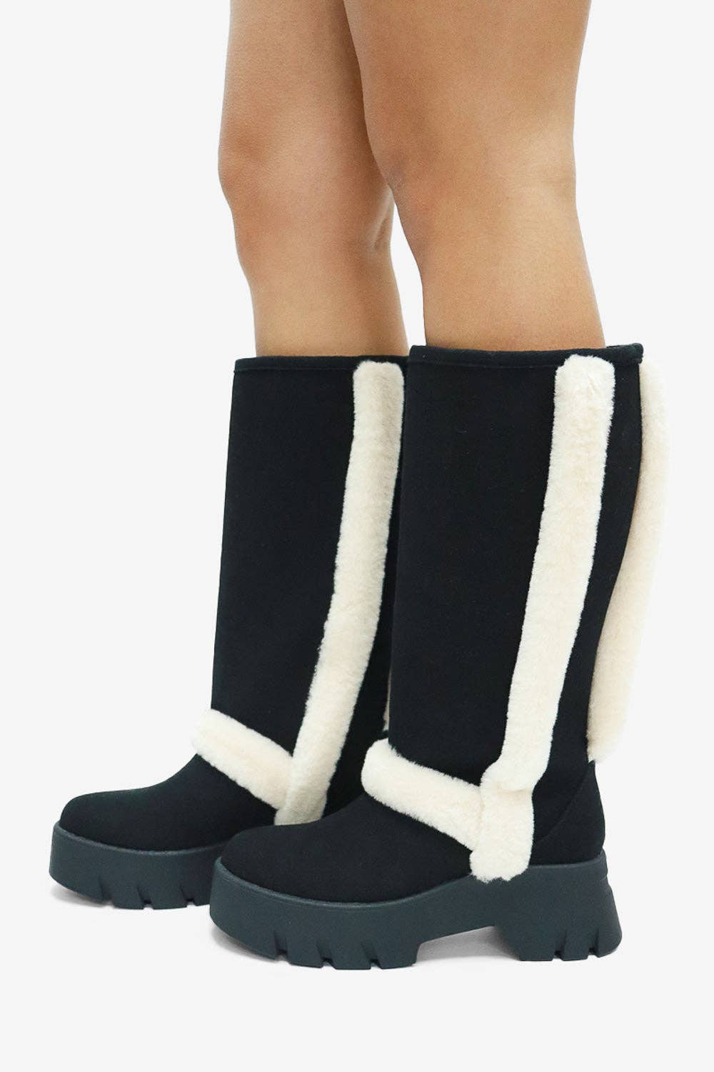 Lemonade Shoes - Wholesale Boots - Women's - RAEY - Tall Platform Winter Boots, Shearling Details5