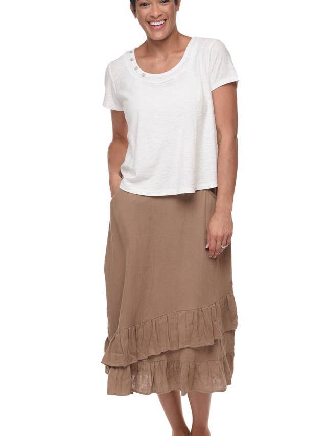 Tulip Clothing - Wholesale T-Shirt - Women's - CS101 Button Tee in Ivory*