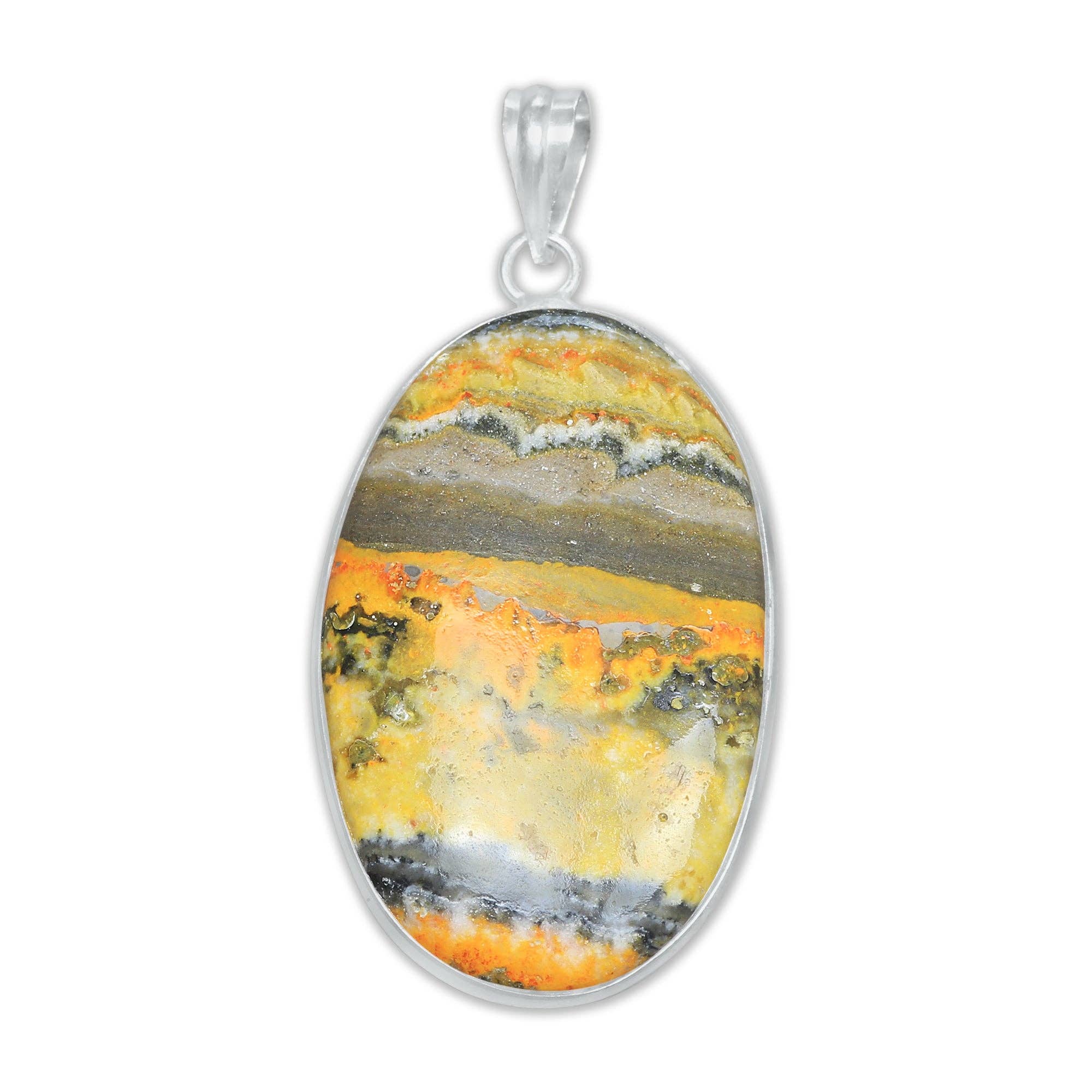 Handmade Jewels - Wholesale Individual Charm/Pendant - BumbleBee Jasper Minimalist Pendants -  Handmade, Silver-Plated Brass, Wholesale8