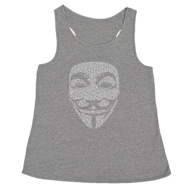 Expression Tees - Wholesale Tank Top - Women's - V For Vendetta Anonymous Mask Racerback Tank Top for Women2