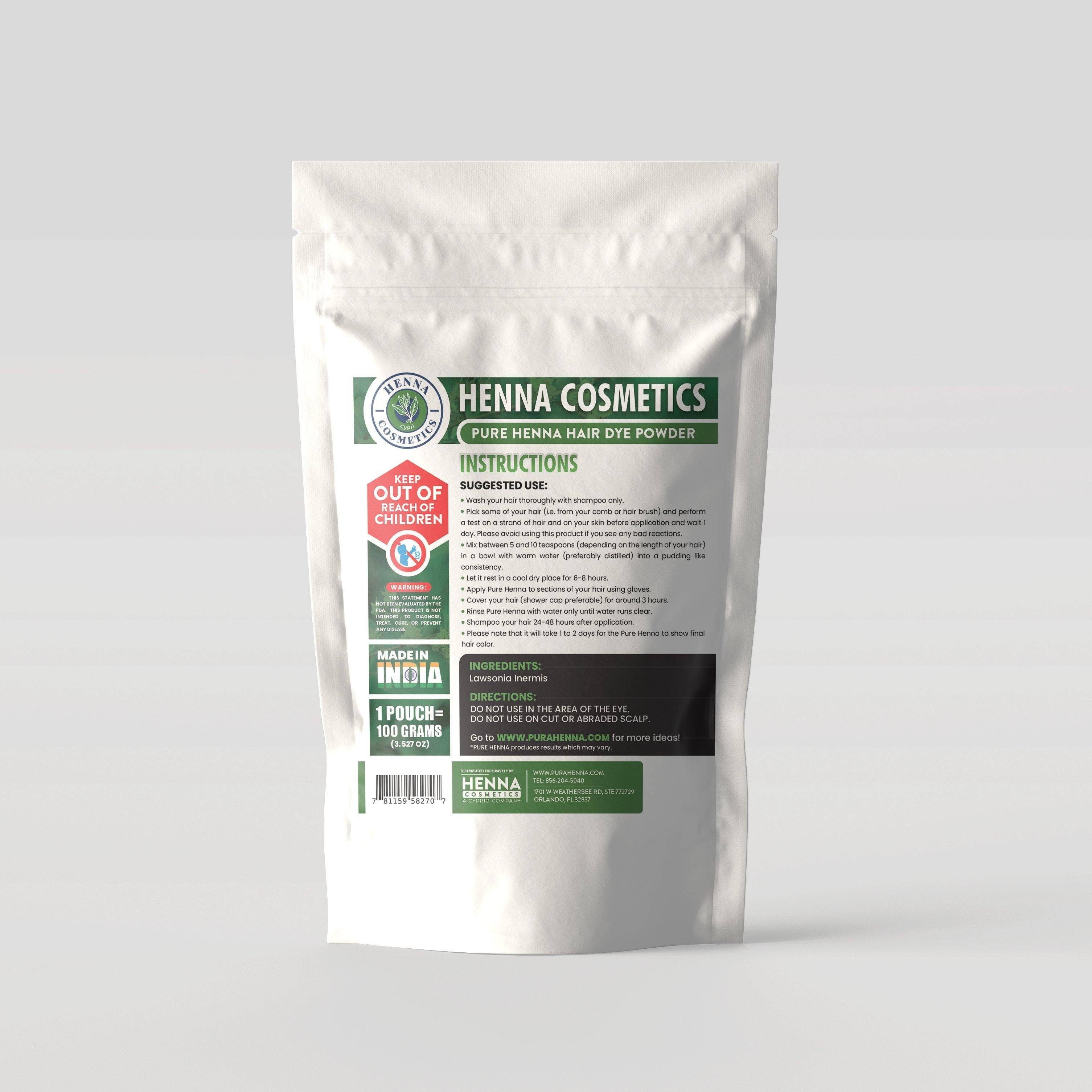 Henna Cosmetics Cypri - Vente Coloration pour cheveux - Poudre de henné pour teinture capillaire, couleur, marron, rouge | 100 grammes (3,52 onces) | 100% naturel, pur, biologique | Henna Cosmetics2