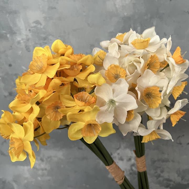 Flores Artificiais de Narcisos de Seda de 16'', Ramos Florais por atacado de Sweet Home Deco