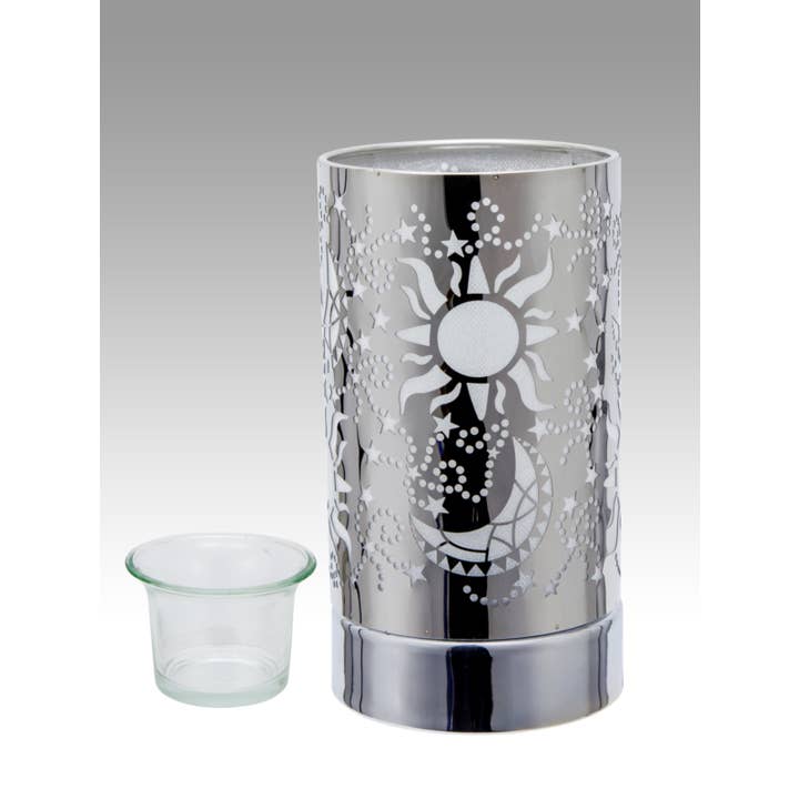 7" Touch Lamp/Oil Burner/Wax Warmer - Silver Galaxy for wholesale by Peterson Houseware & Artwares US