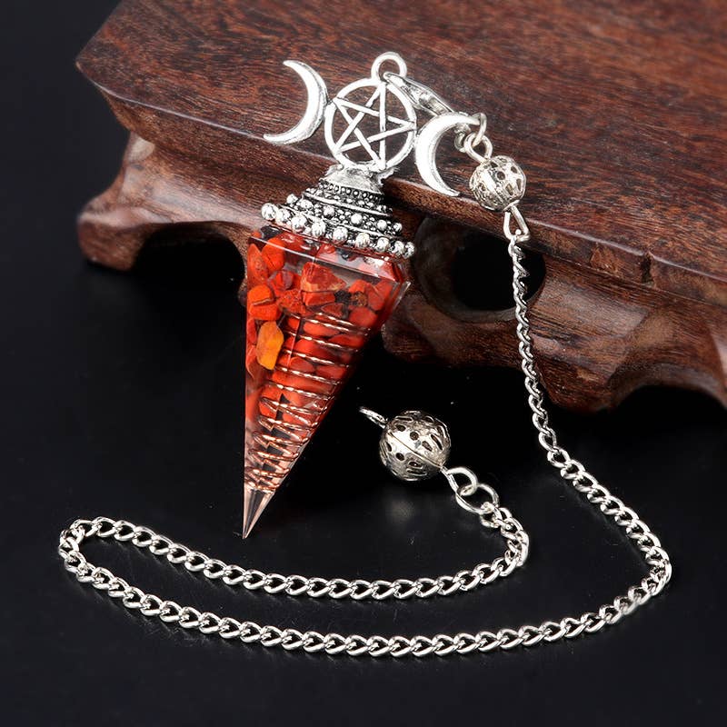Gemcohub - Wholesale Spiritual Stone/Crystal - Moon Star Multicolor Hexagonal Pyramid Crystal Pendulum5
