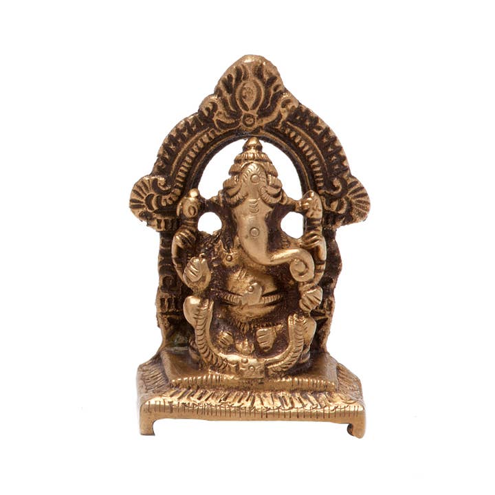 Sitting Ganesh Statue w/Throne - 2.25" for wholesale by Triloka