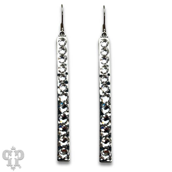 Pink Panache Brands - Wholesale Dangle Earrings - Sleek bar earring with Austrian crystals3