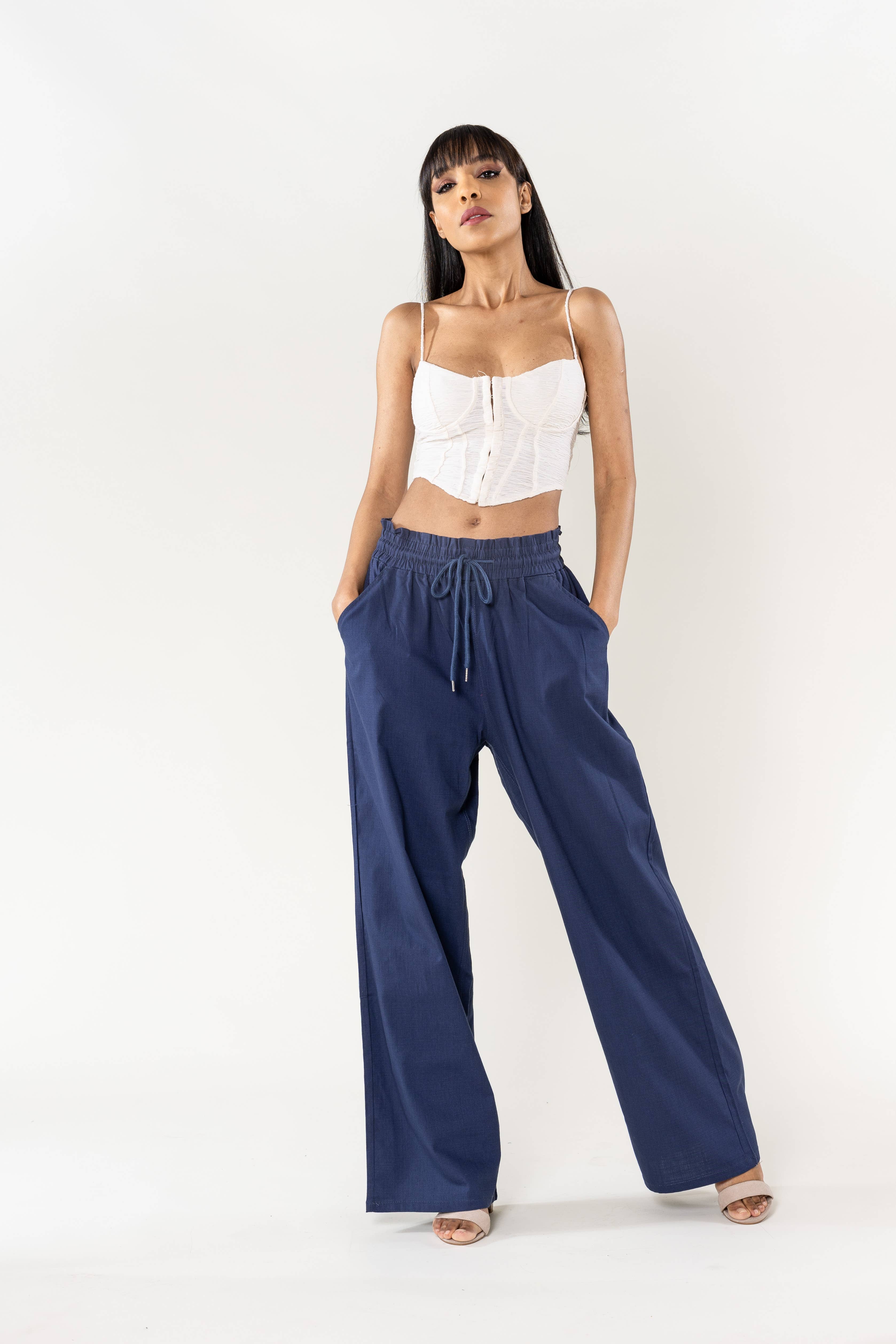 Nina Carter - Wholesale Pants - Women's - Nina Carter linen-style pants with elastic waistband A00111