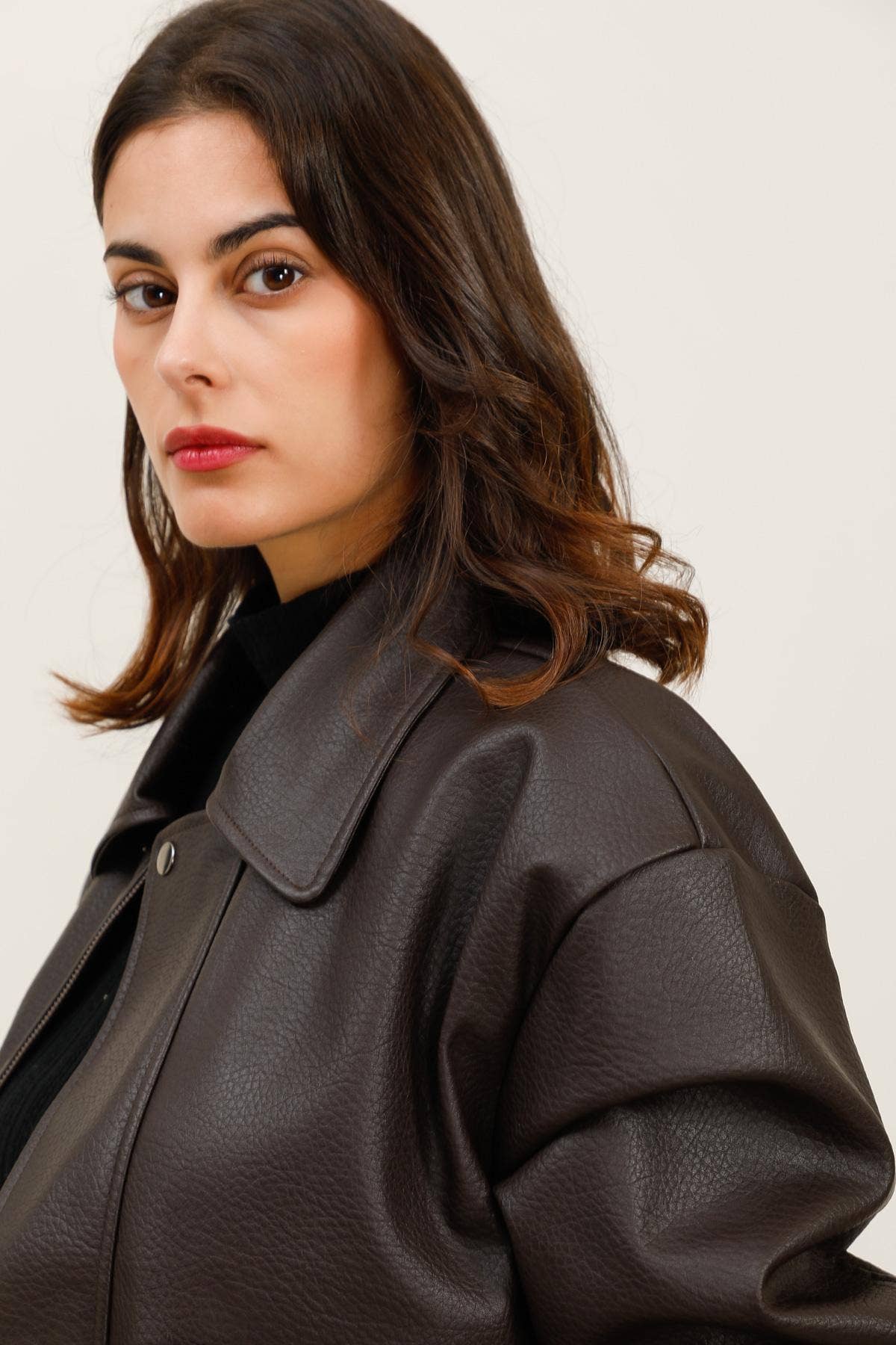 Daphnea - Wholesale Leather Jacket - Women's - 32071 GRAINED FAUX LEATHER JACKET1