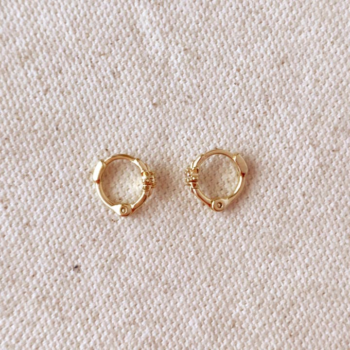 GoldFi - Wholesale Huggie Earrings - 18k Gold Filled Starburst Mini Clicker Hoop Earrings