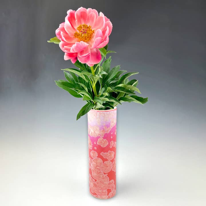Crystalline Ceramic Cylinder Flower Vase (310) Rose Pink for wholesale by Indikoi