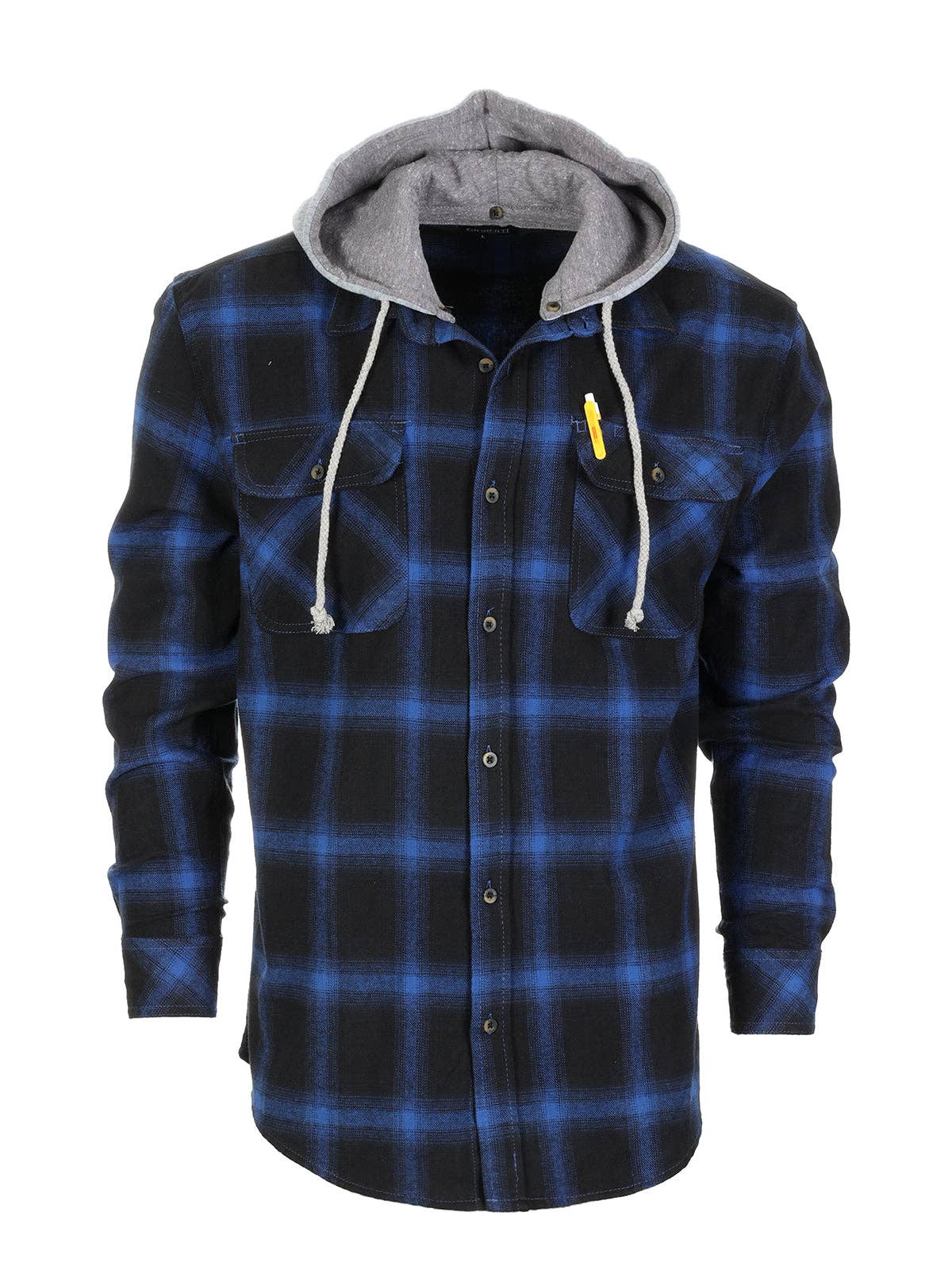b-one inc – wholesale Skjortor – Herr – Casual flanellskjorta med knapp för män med avtagbar hoodie GB-LS92H1