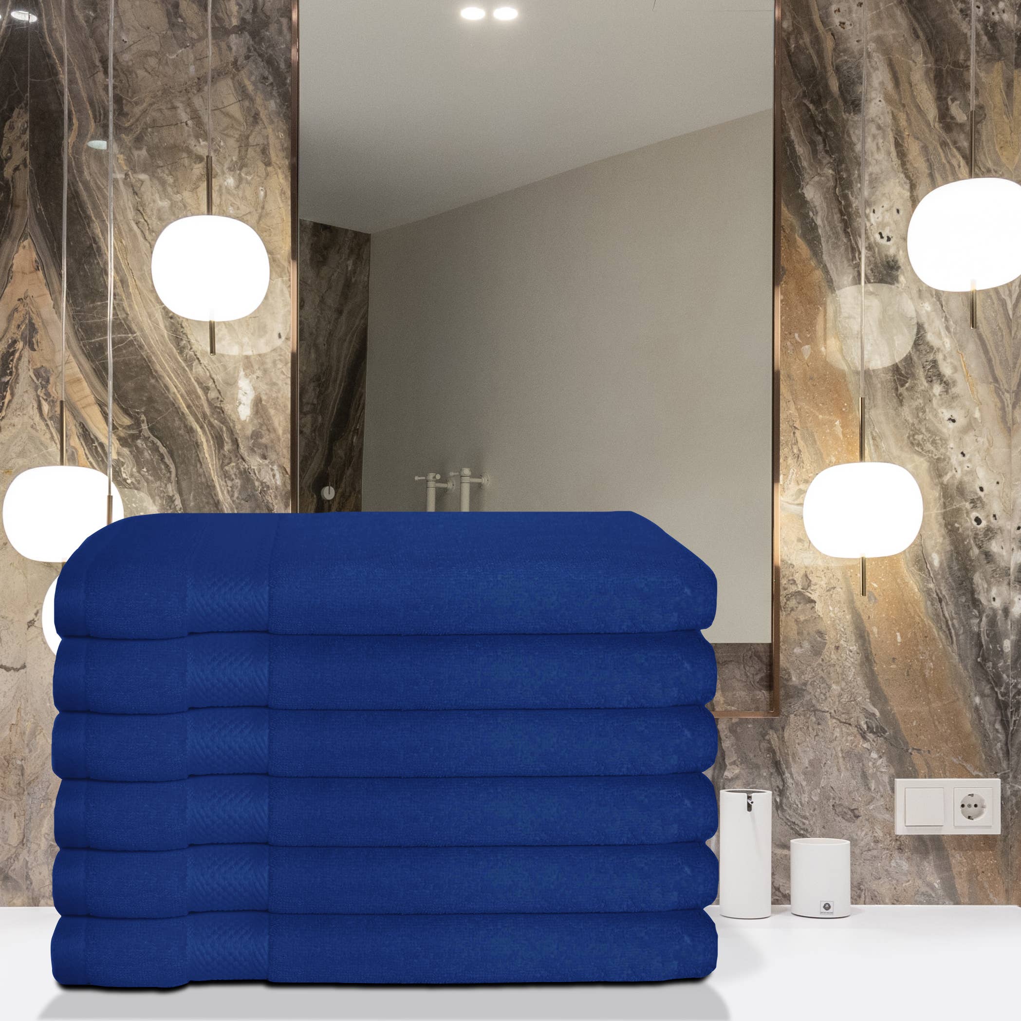 Cozablu Home - Wholesale Hand Towel - 6 Pack Luxury Hand Towels 16x26 100% Cotton 700 GSM Blue 2