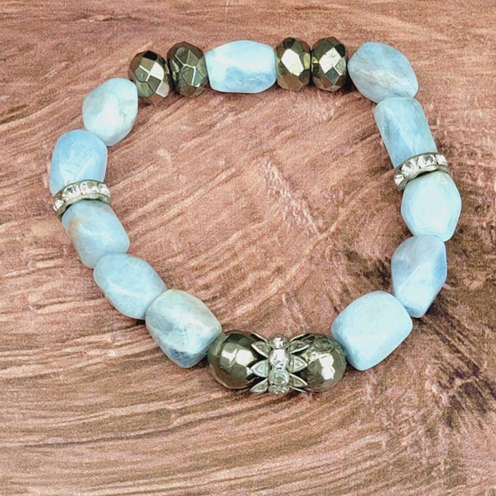 Aquamarine Gemstone Stretch Bracelet for wholesale by ZINC Designs