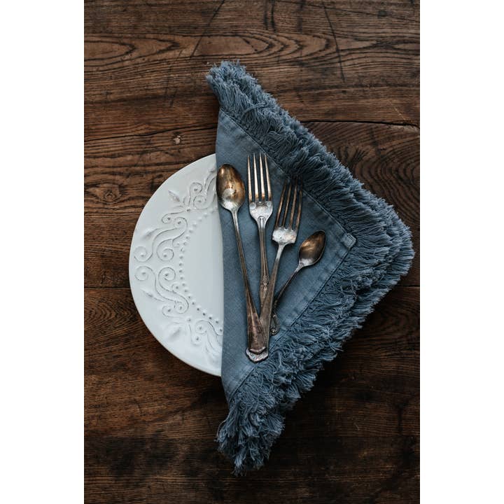 Linen Way Inc. - Wholesale Dinner & Cloth Napkin - Artisan Linen Napkin with Fringed Edges - in 5 colors1