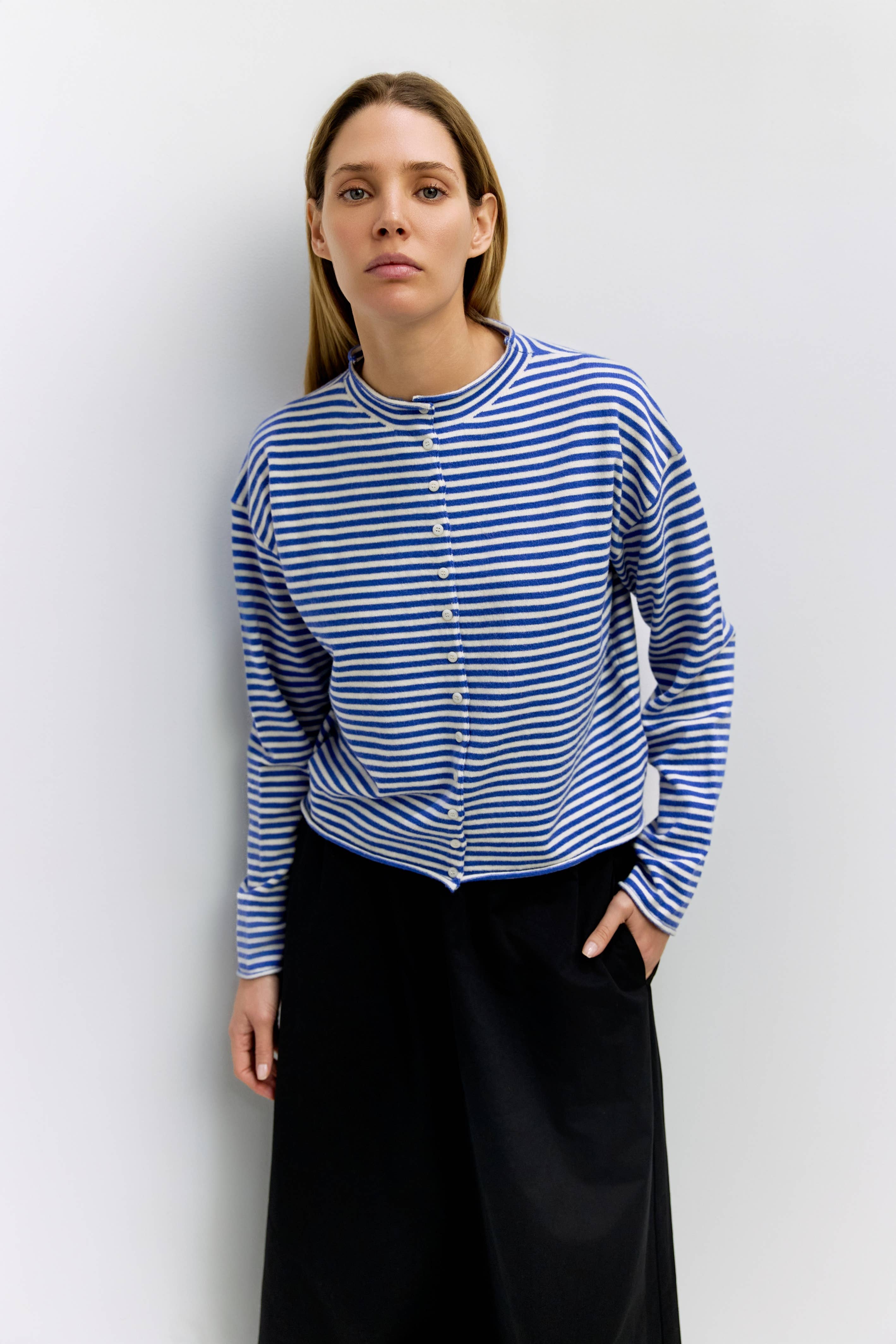 MOD REF - Wholesale Cardigan - Women's - The Elisa Cardigan | Striped Button-Down Cardigan24