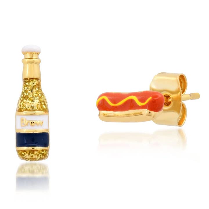 Hot Dog And Beer Studs for wholesale by Tai Jewelry