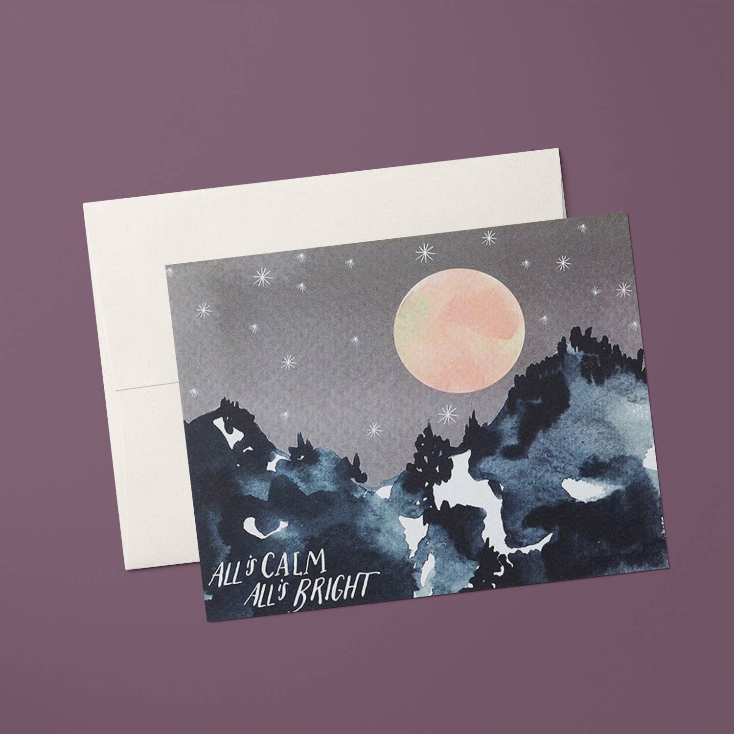 Antiquaria - Wholesale Christmas Card - All Is Calm Mountain Holiday Greeting Card2