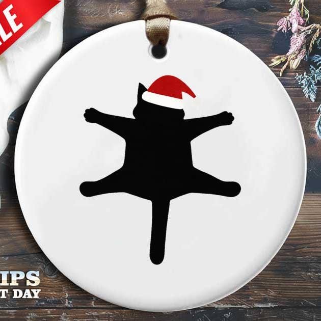 Grappige Kerstversiering, Zwarte Kat Yoga Pose, Kerstmis voor wholesale door VenusArtsShop