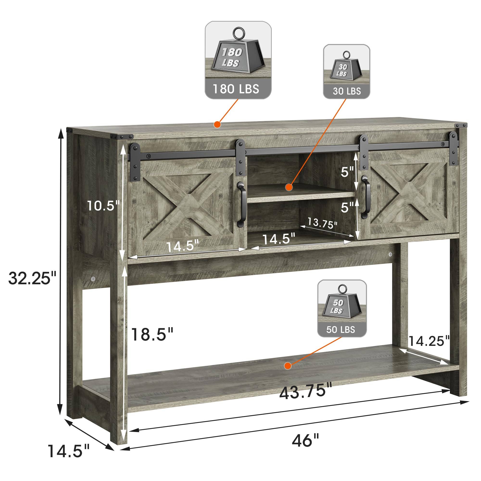 Heynemo - Wholesale Console Table - Farmhouse Entryway Table with Storage, 46" Console Table27