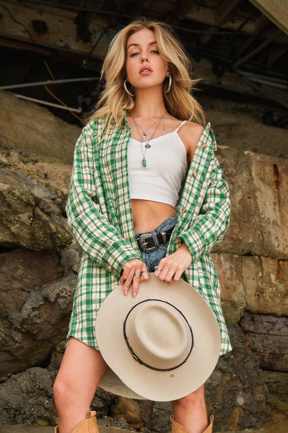 Blue B - Wholesale Shirt Jacket/Shacket - Women's - 34224J - Yarn Dyed Plaid Metallic Wool Blend Button Jacket15