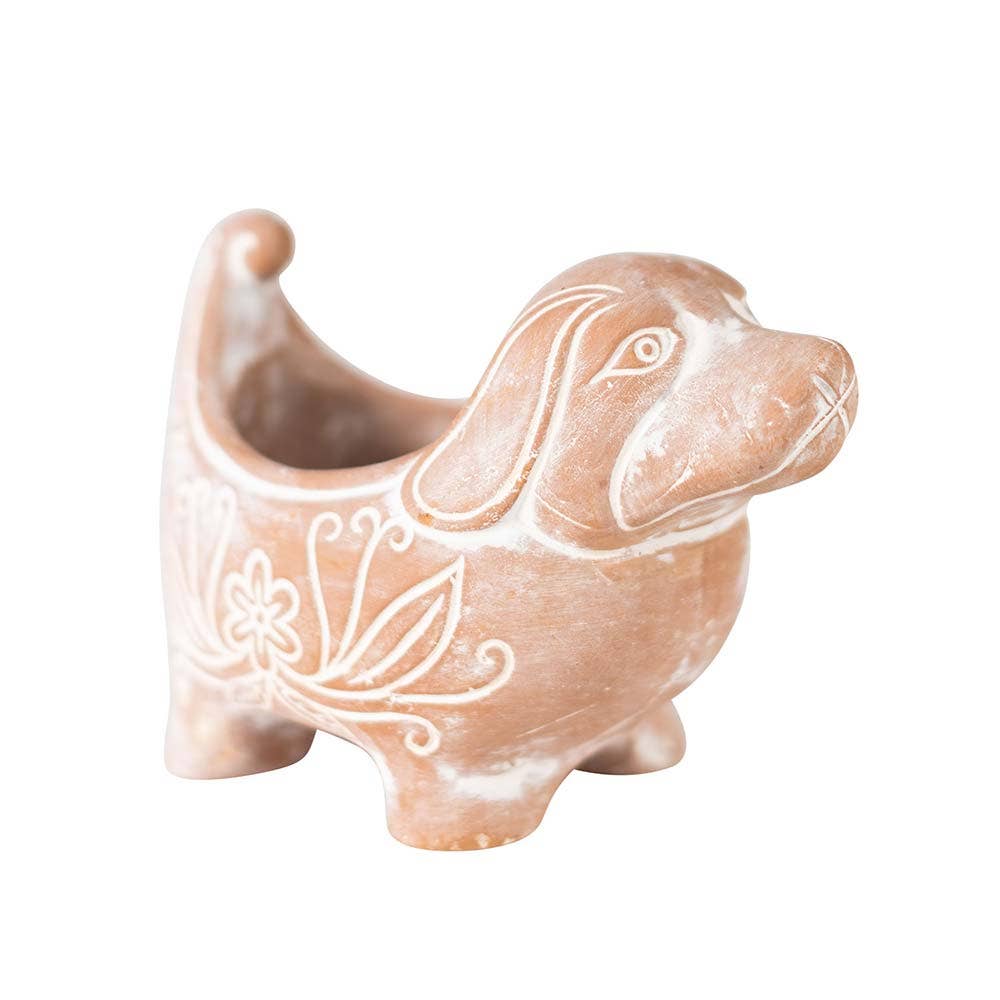 Ten Thousand Villages - Wholesale Plant Pot - Terracotta Dog Planter 4.75"