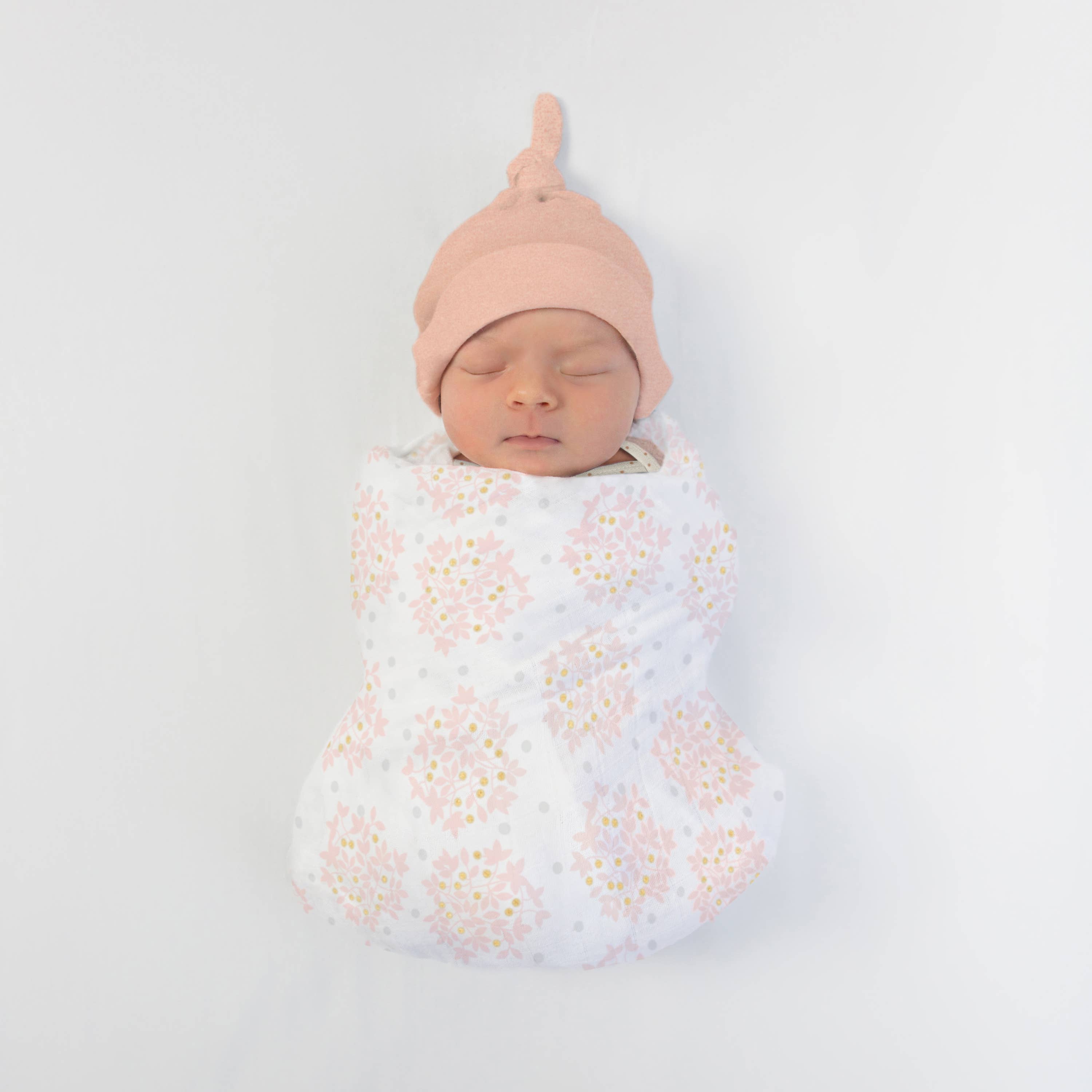 SwaddleDesigns - Wholesale Swaddle Set - Baby - Muslin Swaddle Blankets, Set of 3, Floral with Gold Shimmer 3