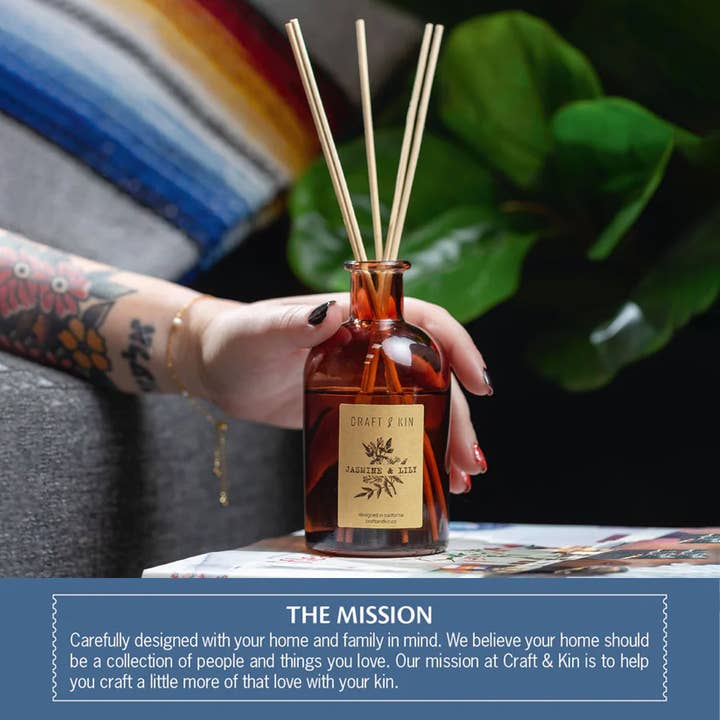 Craft & Kin - Wholesale Reed Diffuser - Amber Glass Reed Diffuser Set