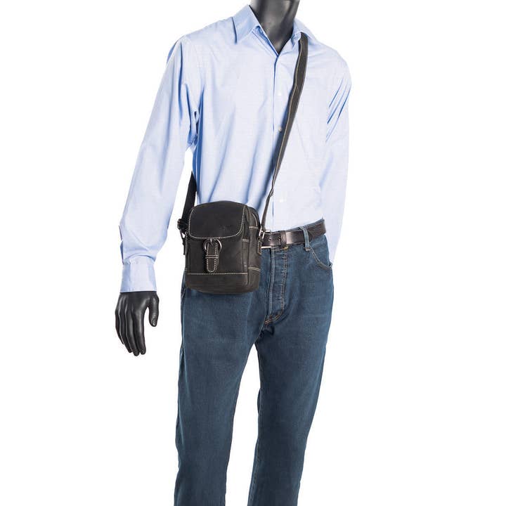 Arrigo – wholesale Axelremsväska – Unisex – Kompakt unisex axelväska i buffelskinn, 3 färger6