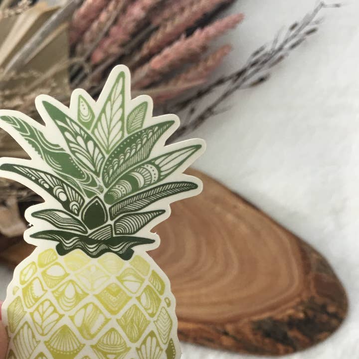 Ananas Wetterfester PVC-freier Aufkleber für den Großhandel von WhitePaigeBlackInk