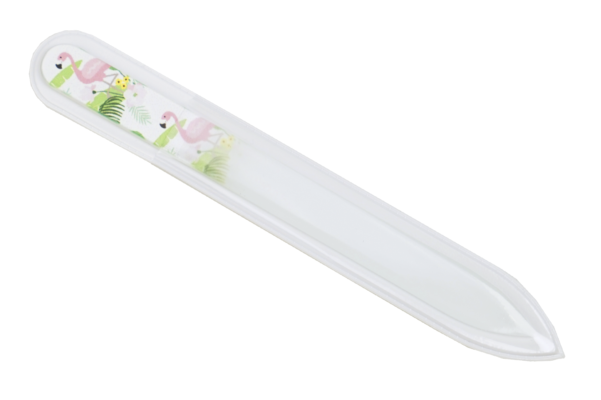 Fantasia R. Espig KG - Vendita all'ingrosso Lime per unghie - Lima per unghie doppia in vetro temperato con motivo fenicottero1