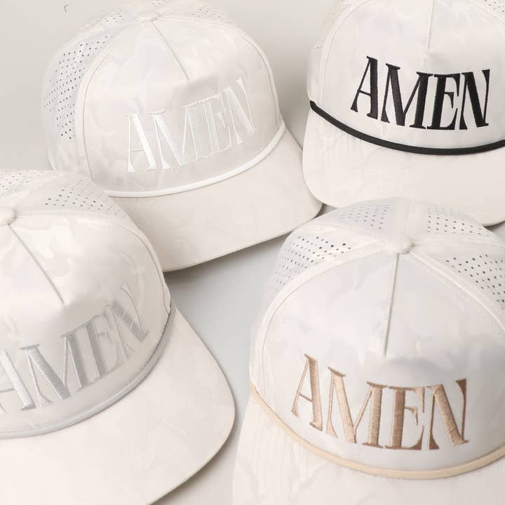 Casquette Trucker à Corde Camo Blanche Brodée AMEN pour la vente par Fashion City