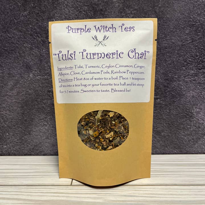 Tulsi Turmeric Chai -Anti-Inflammatory Herbal Chai Tisane for wholesale by Purple Witch Teas LLC