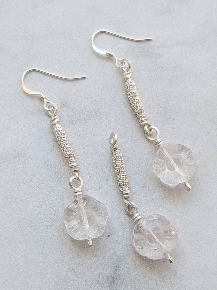 Parure Tourbillon Améthyste Lavande et Argent - Pendentif BO pour la vente par Le Tourbillon Minéral